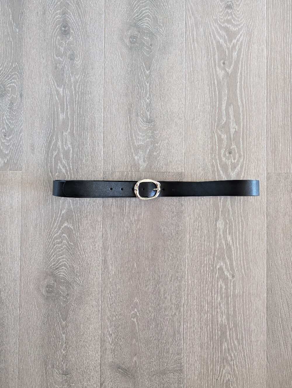 Silver Wavy Buckle Black Belt - XL
